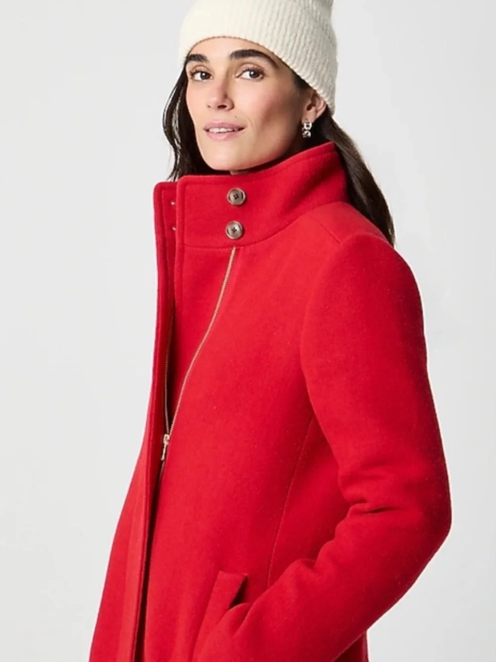 J. Crew Stadium Cloth by Nella Gori Red Wool Coat
